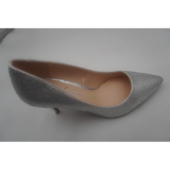 Jessica Simpson Lindiza Silver Sparkly Rhinestone Pointed Toe Stiletto Pumps 8M - Picture 8 of 13